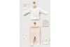 Sevimli Arabalı Çizgili Bebek Takımı 5 Parça Set - Açık Mavi / Yeşil / Ekru