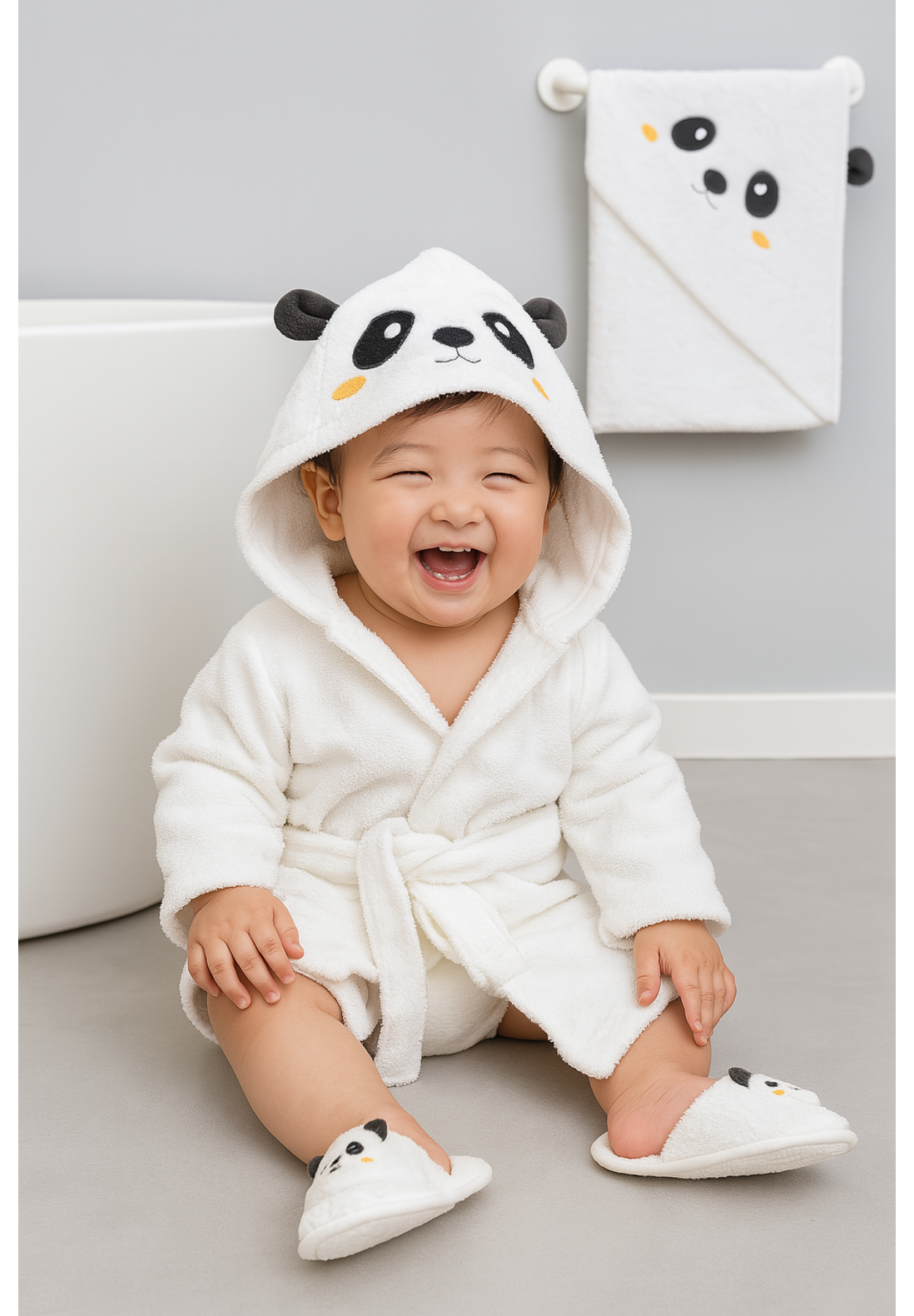 Panda Desenli Bambu Bebek Bornoz Seti